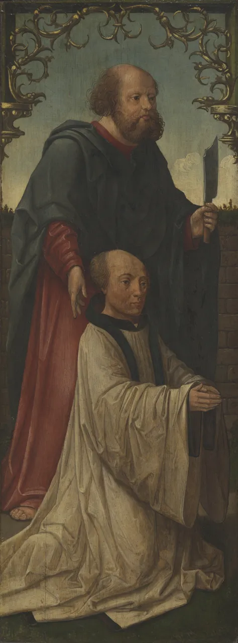 Saint Matthias (?) and a Donor (recto); Saint Andrew (verso) by Workshop of Jacob Cornelisz. van Oostsanen