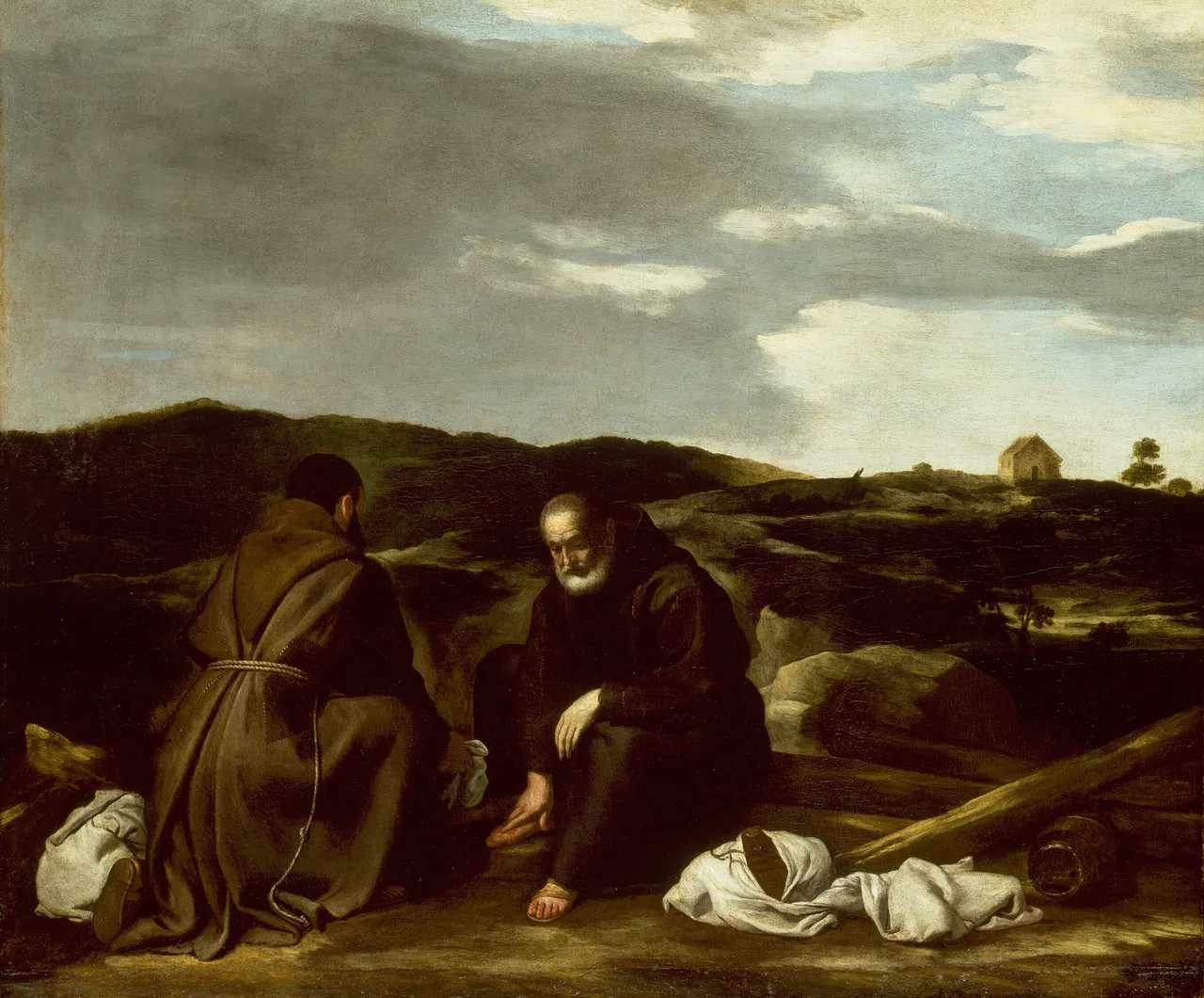 Two Monks in a Landscape by Italian