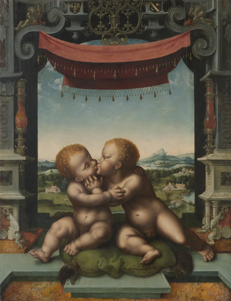 The Infants Jesus Christ and Saint John the Baptist Embracing by Joos van Cleve