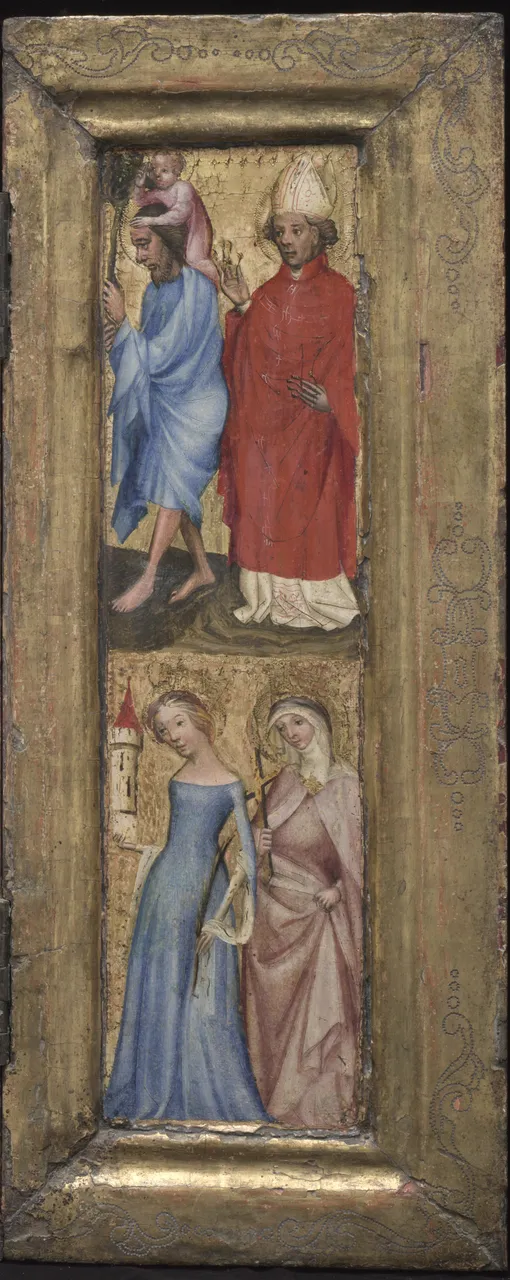St. Christopher, St. Erasmus, St. Barbara, and another female saint by Unknown Artist
