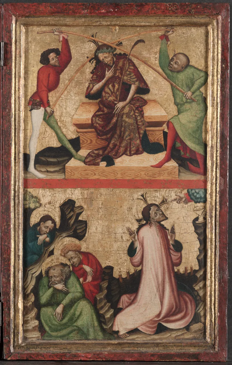 Diptych with the Passion of Christ (right wing): Crowning with Thorns and Agony on the Garden by Unknown Artist