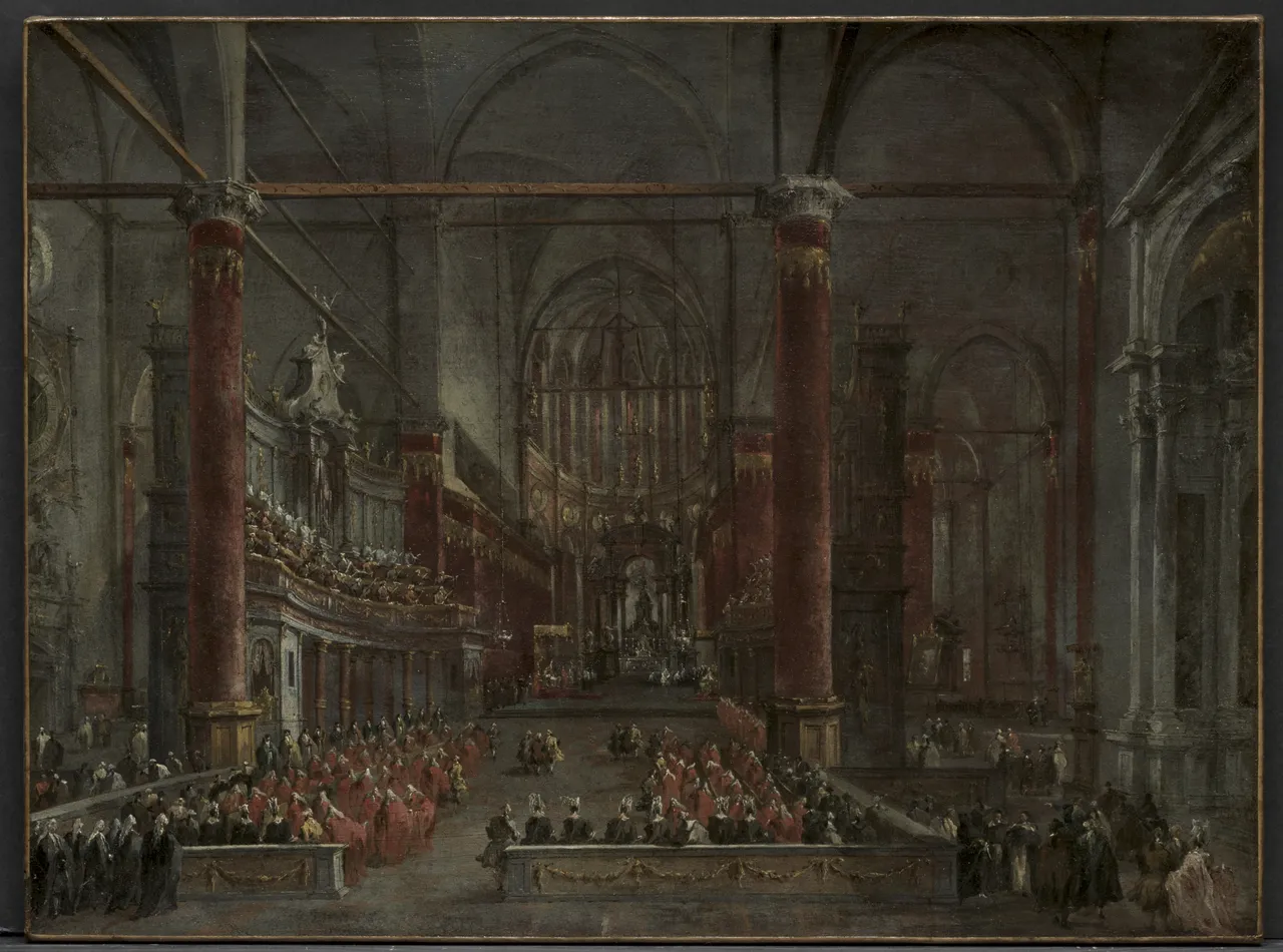 Pontifical Ceremony in Saints Giovanni e Paolo, Venice, 1782 by Francesco Guardi