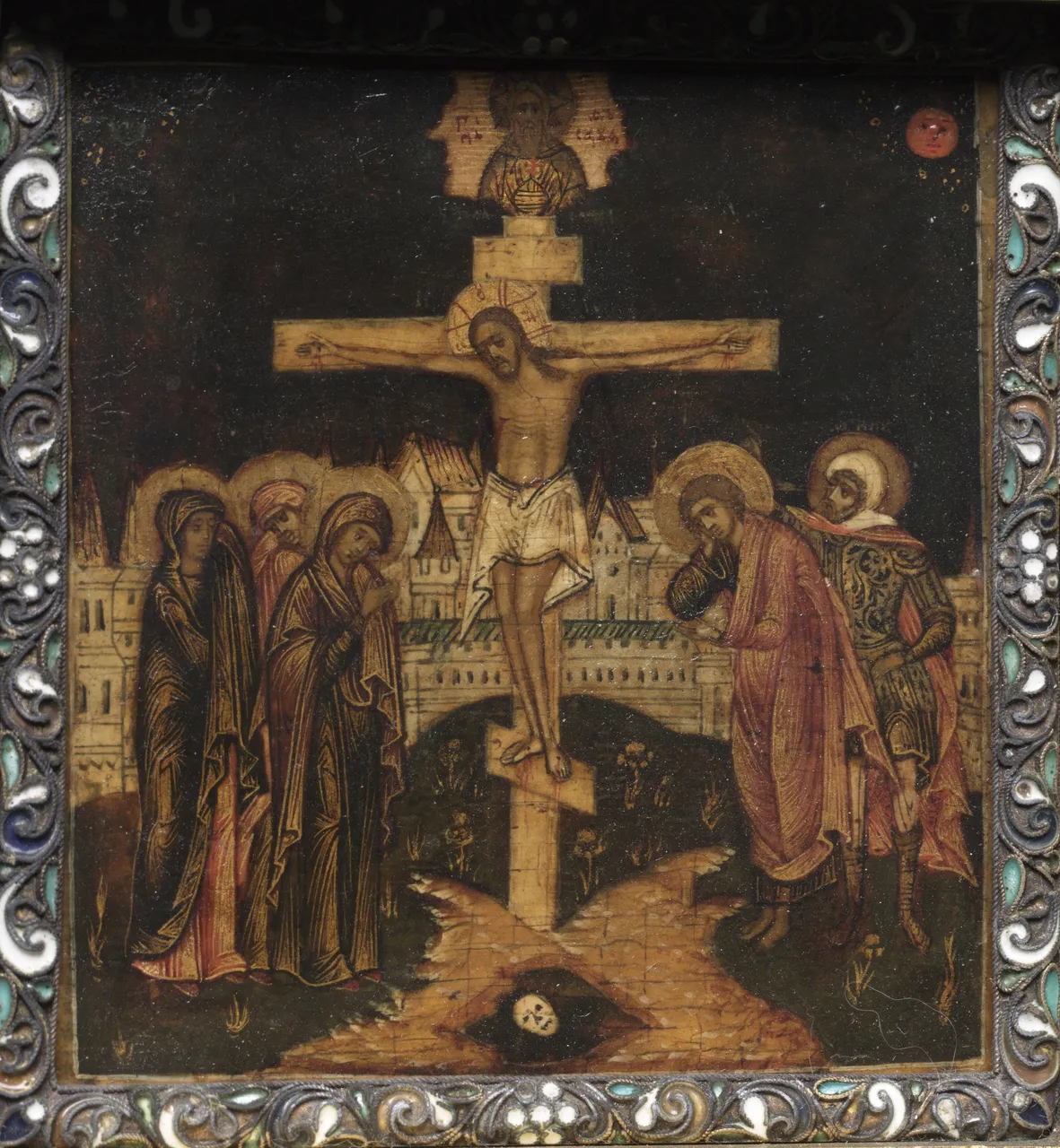 Portable Triptych Icon: The Crucifixion by Unknown Artist