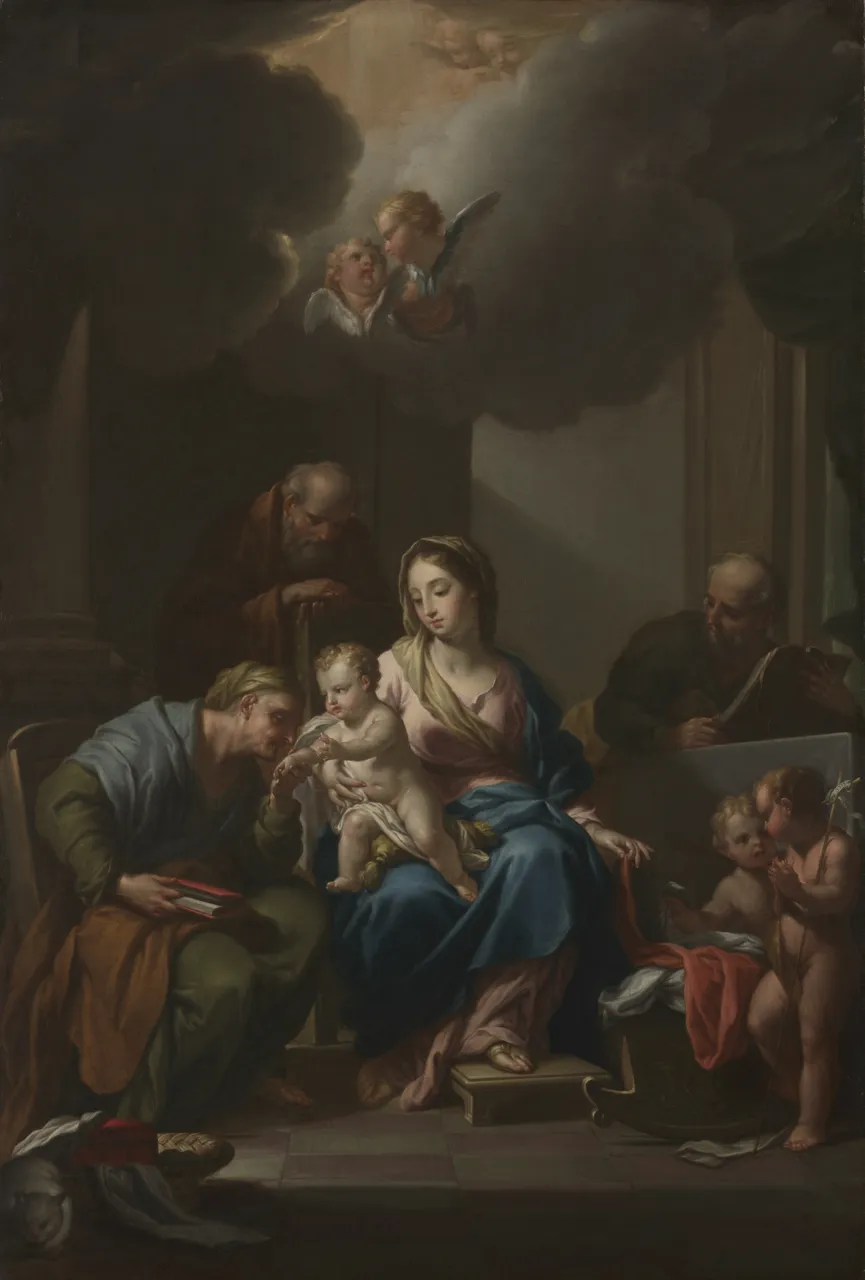 Presentation Sketch for "The Holy Family with Saints Anne, Joachim, and John the Baptist" (for Santa Maria in Via Lata, Roma) by Francesco Trevisani