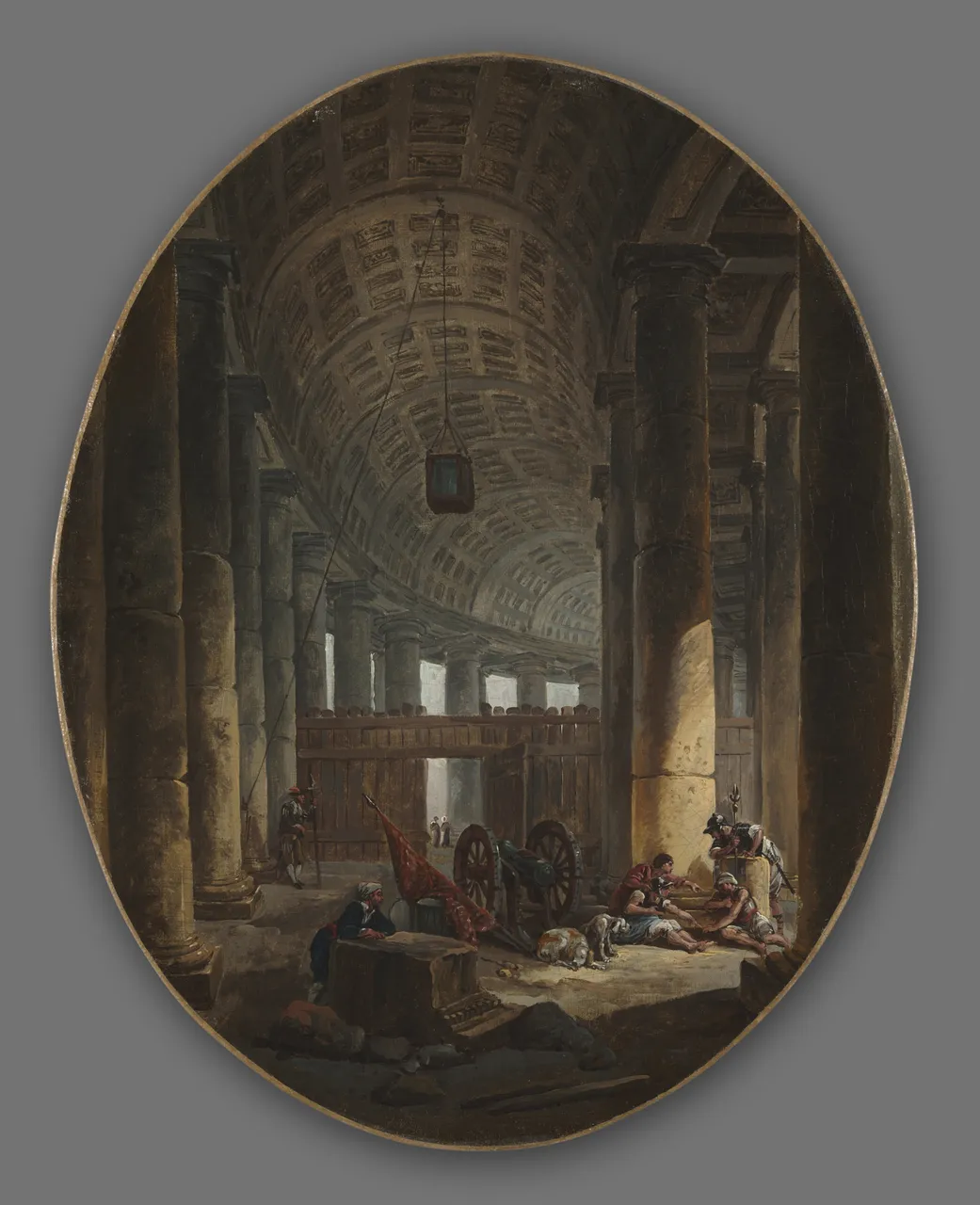 The Colonnade of Saint Peter's, Rome, during the Conclave by Hubert Robert