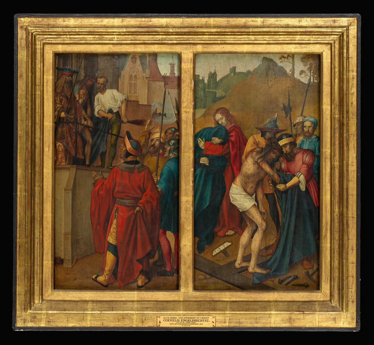 Ecce Homo, (reverse) Christ Blessing; The Disrobing of Christ, (reverse) Saint John the Baptist by Cornelis Engebrechtsz