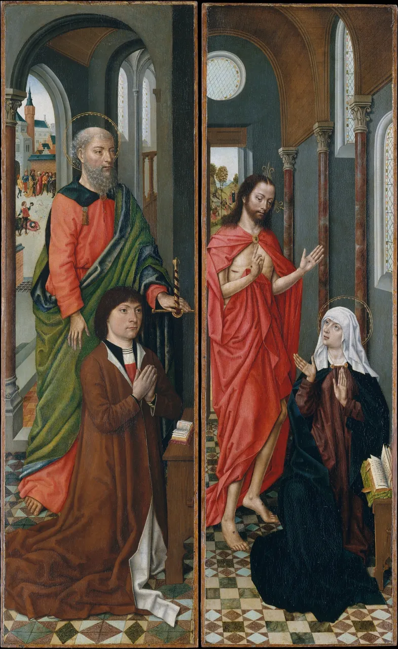Saint Paul with a Donor; Christ Appearing to His Mother by Master of the Saint Ursula Legend