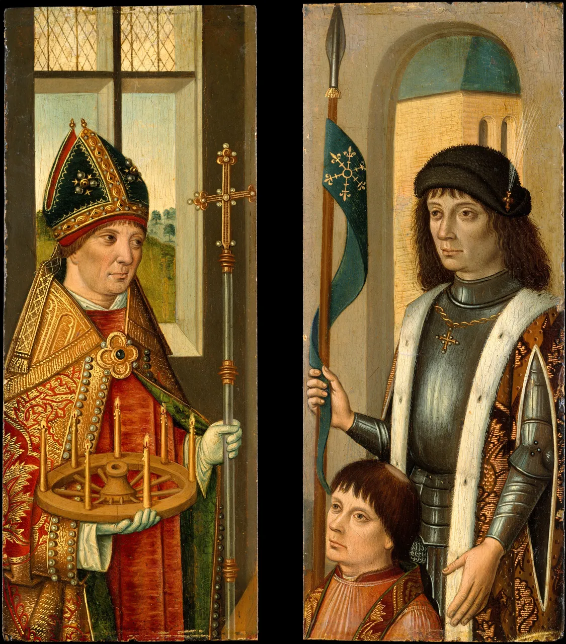 Saint Donatian; Saint Victor Presenting a Donor by Netherlandish (Bruges) Painter