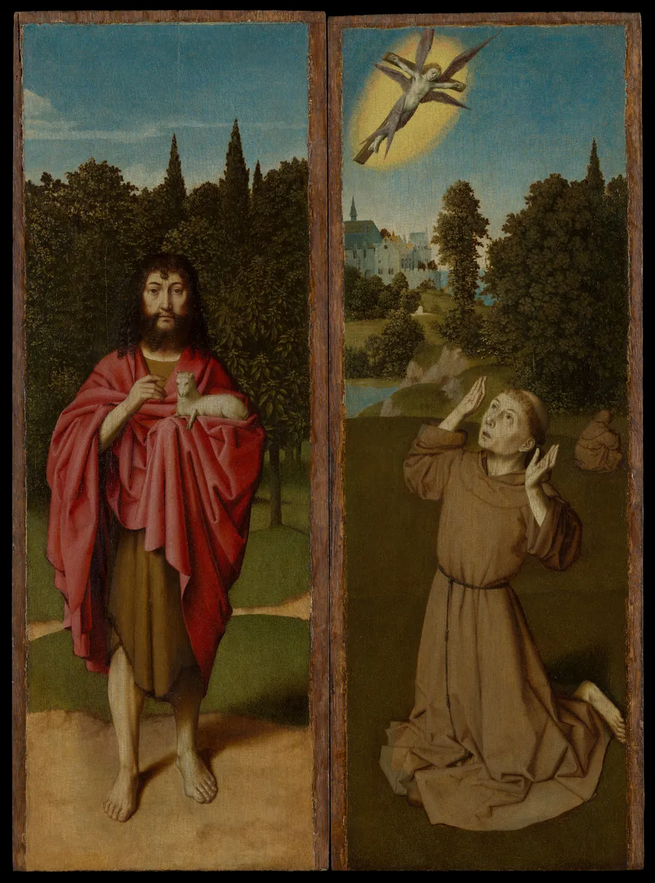 Saint John the Baptist; Saint Francis Receiving the Stigmata by Gerard David