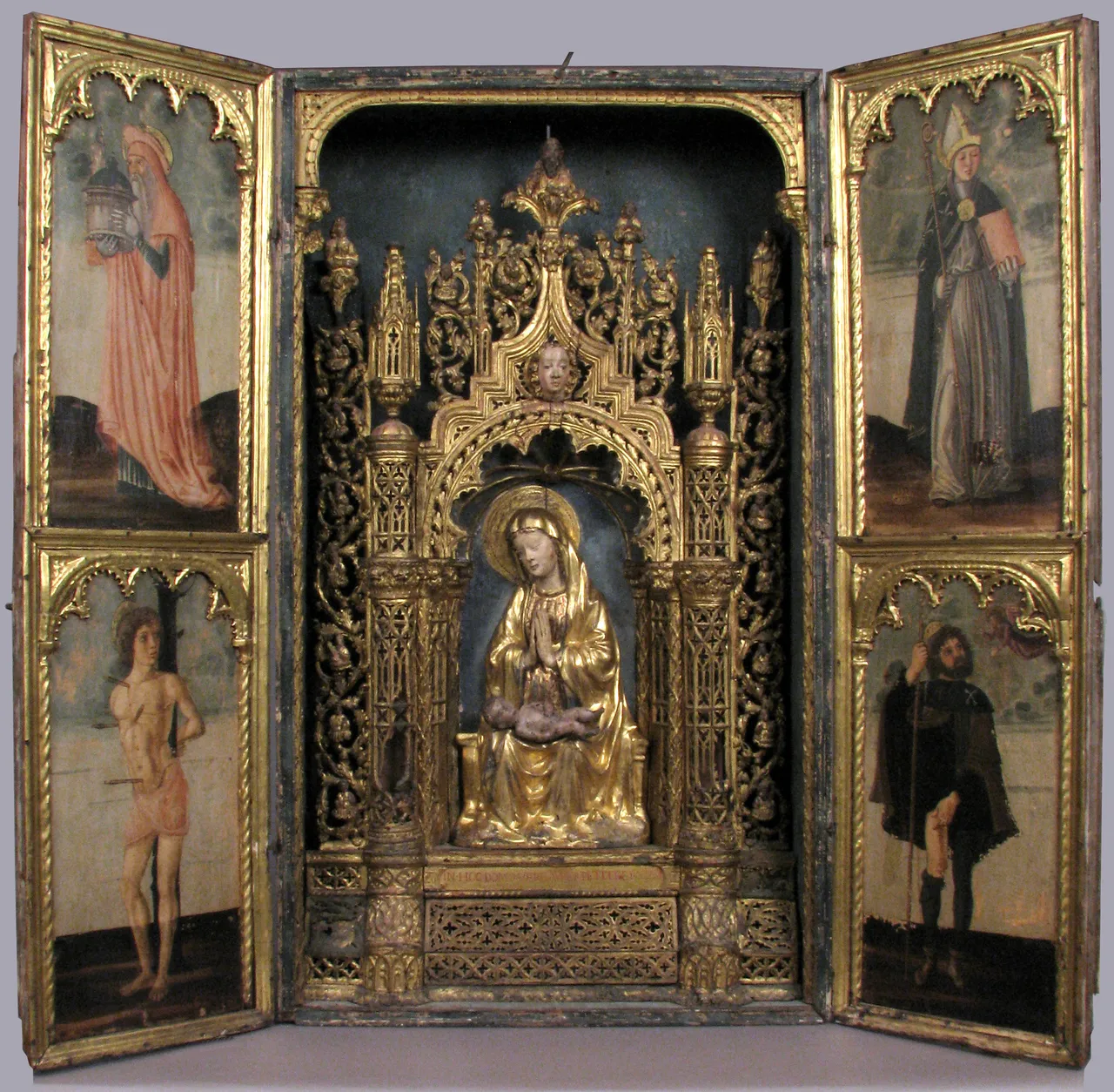 Altar Shrine with Four Saints by Italian (Venetian) Painter